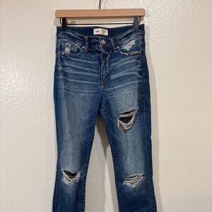 BKE Parker Distressed High Waisted Ankle Length Straight Leg Jean | Size 26
